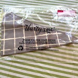 Thirty-One Gray Plaid Pet Bandana NWT